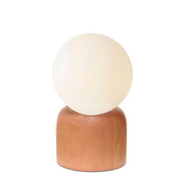 Opviq Lámpara de sobremesa de madera y cristal Beige y Blanco
